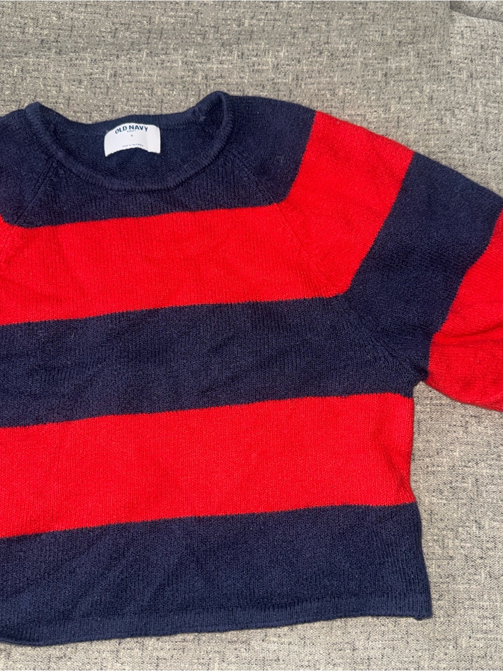 Old Navy Red and Navy Striped Kids Sweater